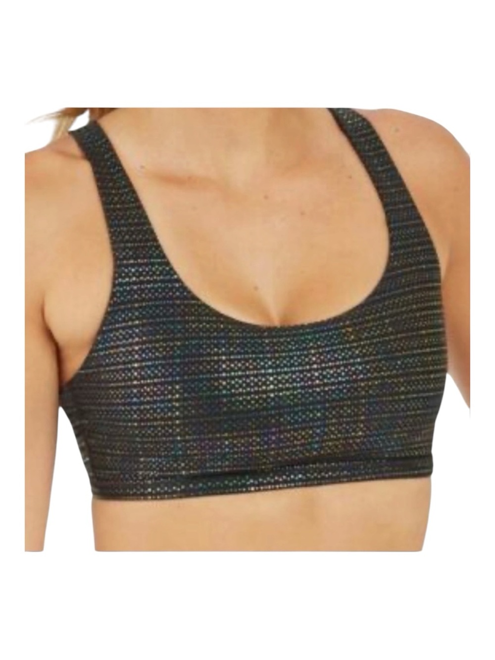 SPANX Metallic Dot Printed Low Impact Sports Bra Black Small